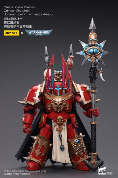 Warhammer 40k Chaos Space Marines Crimson Slaughter Sorcerer Lord in Terminator Armour 1/18 Scale Figure