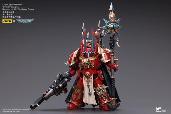 Warhammer 40k Chaos Space Marines Crimson Slaughter Sorcerer Lord in Terminator Armour 1/18 Scale Figure