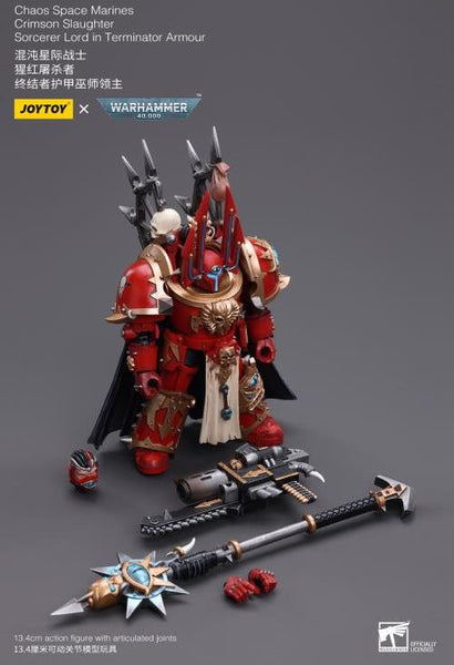 Warhammer 40k Chaos Space Marines Crimson Slaughter Sorcerer Lord in Terminator Armour 1/18 Scale Figure