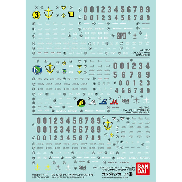 Gundam Decal 118 - MG 1/100 GM Sniper II / GM Command