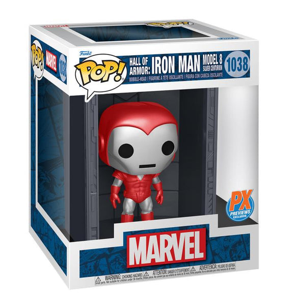 1038 Deluxe: Iron Man Hall of Armor Iron Man Model 8 Silver Centurion PX Previews Exclusive