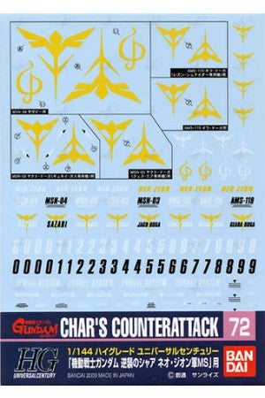 Gundam Decal 072 - 1/144 Char's Counter Attack ZEON Ver