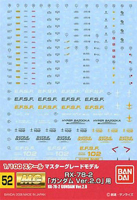 Gundam Decal 052 - MG RX-78-2 Ver2.0